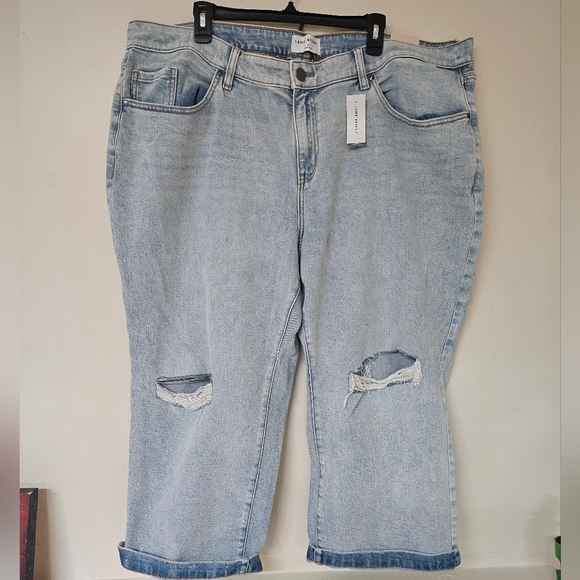 Lane Bryant Light Wash Distressed Cropped Jeans - Picture 3 of 10